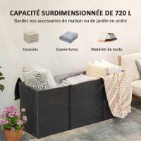 Outsunny Sac de rangement pour coussin de jardin housse de coussin d'extérieur tissu Oxford avec poignées 175 x 55 x 75 cm noir(m-5)