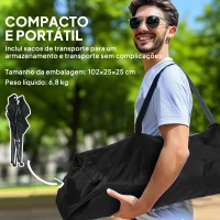 Outsunny Conjunto de 2 Cadeiras Reclináveis de Campismo Portáteis com Porta-Copos e Bolsas de Transporte 59x82x109 cm  Bege e Preto(m-7)