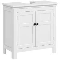 HOMCOM Mueble para Debajo de Lavabo Moderno Mueble de Baño con Estante Ajustable y Puertas Magnéticas 60x30x60 cm Blanco(m-1)