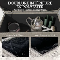 Outsunny Coffre de jardin en résine tressée coffre de rangement extérieur 184 L vérins à gaz, résistant aux UV 102x52x52cm gris(m-8)