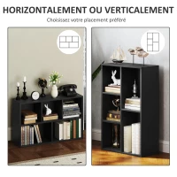 HOMCOM Bibliothèque étagère de rangement 2 niveaux avec 5 compartiments, pour salon chambre à coucher bureau, 50x24x80cm, noir(m-5)