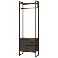HOMCOM Portant à vêtements avec 3 tiroirs en tissu, étagères de rangement et tringle de suspension, 58,5 x 30 x 178 cm, marron