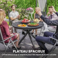 Outsunny Table à manger de jardin ronde Ø 118 cm cadre en aluminium pour balcon, porche, patio, noir(m-4)
