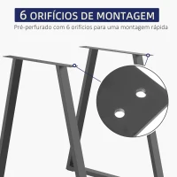 HOMCOM Conjunto de 2 Pés para Mesa 72x6x72cm Pés para Móveis de Aço para Suporte com Base Protetoras e Parafusos Preto(m-4)