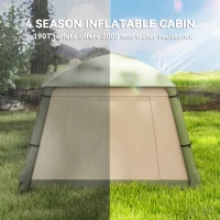 Outsunny Inflatable Camping Tent w/ Hand Pump, Easy Setup 1/2 Person Blow Up Tent Waterproof 190T Taffeta w/ Mesh Windows, Doors and Carry Bag, Brown(m-5)
