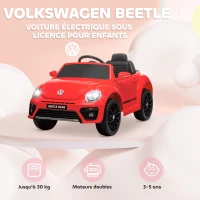 AIYAPLAY Voiture électrique 12V sous Licence Volkswagen Beetle avec télécommande, vitesse 3-5 km/h, 3 à 5 ans, rouge(m-4)