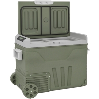 Outsunny Geleira Portátil Elétrica 45L Geleira de Carro -20℃ a +20℃ 12V/24V com Rodas Compressor e Ecrã LED 64,5x43,5x53 cm Verde