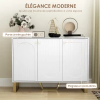 HOMCOM Buffet de salon avec placard à portes et étagère réglable, 106,5 x 35 x 77,5 cm, blanc(m-5)