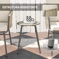 Outsunny Conjunto de Jardim de 3 Peças com 2 Cadeiras com Almofadas Removíveis e Laváveis e Mesa com Bancada de Metal Cinza e Creme(m-6)