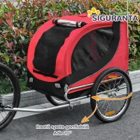 PawHut Remorcă de Bicicletă pentru Câini cu Punct de Atașare, Ferestre Laterale și Steguleț, 130x73x90 cm, Roșu(m-8)