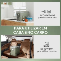 Outsunny Geleira Portátil Elétrica 45L Geleira de Carro -20℃ a +20℃ 12V/24V com Rodas Compressor e Ecrã LED 64,5x43,5x53 cm Verde(m-5)