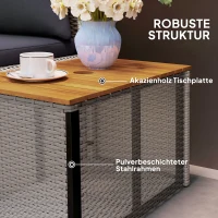 Outsunny Leżak Ogrodowy z Polirattanu dla 2 Osób z Podnóżkiem i Przestrzenią Do Przechowywania, Poduszki 125x114x72,5 cm, Szary(m-7)