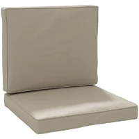 Outsunny Lot de 2 coussins de chaise coussins d'assise déhoussables coussins matelassé rembourré mousse polyester kaki(m-11)