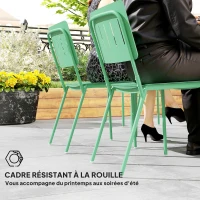 Outsunny Table de jardin extérieure avec 6 chaises, plateau à lattes 150 cm, structure en acier anti-rouille, vert(m-7)