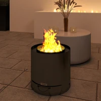 Outsunny Brasero extérieur Ø 45 cm avec bac à cendres et tisonnier, chauffage à charbon de bois pour jardin camp cour, acier noir(m-8)