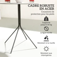 Outsunny Table de jardin ronde Ø 60 cm, table de terrasse cadre en acier, pour intérieur et extérieur, gris foncé(m-5)