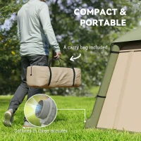 Outsunny Inflatable Camping Tent w/ Hand Pump, Easy Setup 1/2 Person Blow Up Tent Waterproof 190T Taffeta w/ Mesh Windows, Doors and Carry Bag, Brown(m-8)