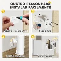 PawHut Barreira para Cães Retrátil 0-144 cm  para Cães Pequenos Barreira de Segurança para Animais de Estimação com Fecho Branco(m-5)