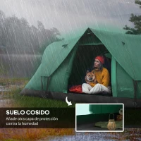 Outsunny Tienda de Acampada para 5-6 Personas Impermeable 3000mm+ con Bolsa de Transporte y Gancho 455x220x180 cm Verde(m-5)