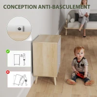 HOMCOM Commode 3 tiroirs meuble de rangement style moderne pour chambre à coucher, salon - 60 x 35 x 65 cm, chêne(m-5)