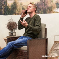 Outsunny Lot de 2 coussins de chaise coussins d'assise déhoussables coussins matelassé rembourré mousse polyester kaki(m-7)