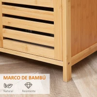 HOMCOM Aparador para Salón de Bambú con 3 Puertas Ranuradas Estantes para Comedor Cocina Entrada Natural 100x35x82 cm(m-6)