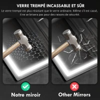 HOMCOM Miroir salle de bain LED bluetooth 80 x 100 cm interrupteur tactile lumière réglable 3 couleurs anti-buée mémoire argent(m-8)