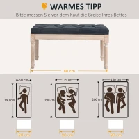 HOMCOM Sitzbank Vintagedesign Vintagebank, Knopfheftung, gedrechselte Beine, Shabby Chic, Dunkelgrau(m-7)