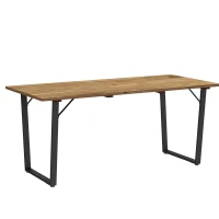 Outsunny Table à manger de jardin pour 6 personnes table de jardin avec plateau à lattes et trou de parasol 175 x 80 x 75 cm noir(m-12)