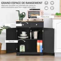 HOMCOM Meuble de rangement buffet salon avec placards, 2 tiroirs et étagères réglables, 68x40,3x85cm, noir et bois naturel(m-4)