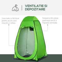 Outsunny Cort de Dus pentru Exterior cu Usa cu Fermoar, Geanta pentru Transport, 126x124x189cm, Verde(m-4)