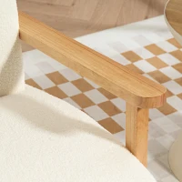 HOMCOM Sofá de 2 Plazas Tapizado en Borreguito 118 cm con Acolchado Grueso Reposabrazos y Patas de Madera Crema(m-9)