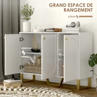 HOMCOM Buffet de salon avec placard à portes et étagère réglable, 106,5 x 35 x 77,5 cm, blanc(m-4)
