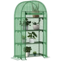 Outsunny Serre de jardin serre de balcon résistante aux UV porte enroulable 4 étagères couverture en PE 80 x 49 x 160 cm vert(m-10)