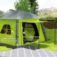 Outsunny Inflatable Camping Tent w/ Hand Pump, Easy Setup 1/2 Person Blow Up Tent Waterproof 190T Taffeta w/ Mesh Windows, Doors and Carry Bag, Green(m-6)