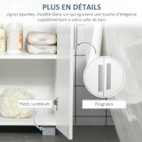 kleankin Meuble de salle de bain, placard avec porte, étagère réglable, 60 x 30 x 80 cm, blanc(m-6)
