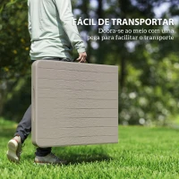 Outsunny Conjunto de Campismo Dobrável de 3 Peças Inclui 1 Mesa 180x74x74 cm e 2 Bancos 182x28x42 cm Efeito Madeira Castanho(m-6)