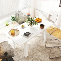 HOMCOM Masă Extensibilă pentru 4-6 Persoane cu Panouri Rabatabile, 120-160x80x78 cm, Alb Lucios(m-2)