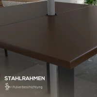 Outsunny Outdoor Esstisch mit Schirmloch, Metallgestell, 100x100x72 cm, Braun/Schwarz(m-5)