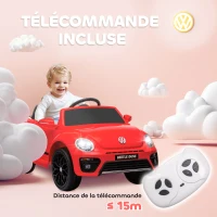 AIYAPLAY Voiture électrique 12V sous Licence Volkswagen Beetle avec télécommande, vitesse 3-5 km/h, 3 à 5 ans, rouge(m-7)