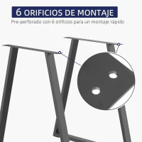 HOMCOM Conjunto de 2 Patas para Mesa Patas de Diseño Trapezoidal con Tornillos Incluidos para Mesa DIY 70x5x72 cm Negro(m-4)