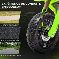 AIYAPLAY Moto cross électrique pour enfants 3-8 ans, batterie 6 V, 2 moteurs, klaxon et roues d'entraînement, charge 30KG, vert(m-7)