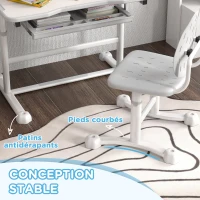 AIYAPLAY Bureau enfant avec chaise réglable en hauteur, plateau incliné 45°, tiroir et support de livre, gris(m-6)