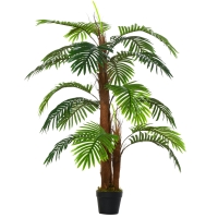 Outsunny Planta Artificial Palmera Altura 120 cm Árbol Artificial con 3 Troncos y 19 Hojas para Decoración Hogar Oficina Ø16x120 cm Verde