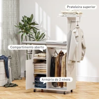 HOMCOM Móvel de Engomar Roupa com Rodas e Suporte Lateral Móvel com Tábua de Passar Barra para Roupa Prateleira 127,5x43,5x153 cm Branco(m-6)