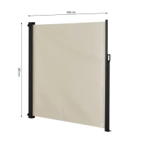 Outsunny Store latéral brise-vue rétractable 350 x 180 cm en aluminium protection solaire pour balcon, jardin, terrasse, beige(m-3)