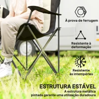 Outsunny Conjunto de 2 Cadeiras Reclináveis de Campismo Portáteis com Porta-Copos e Bolsas de Transporte 59x82x109 cm  Bege e Preto(m-5)
