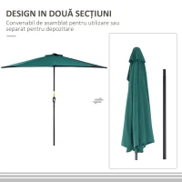 Outsunny Umbrela Semicirculara Impermeabila Protectie UV Verde 269 x 138 x 236cm(m-7)