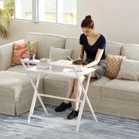 HOMCOM Bureau pliable 75,5 x 50 cm avec étagère de rangement pour chambre, petits espaces, blanc(m-9)