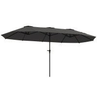 Outsunny Parasol de jardin extérieur, parasol double rectangulaire 4 x 2,2 x 2,3 m avec ouverture fermeture manivelle gris foncé